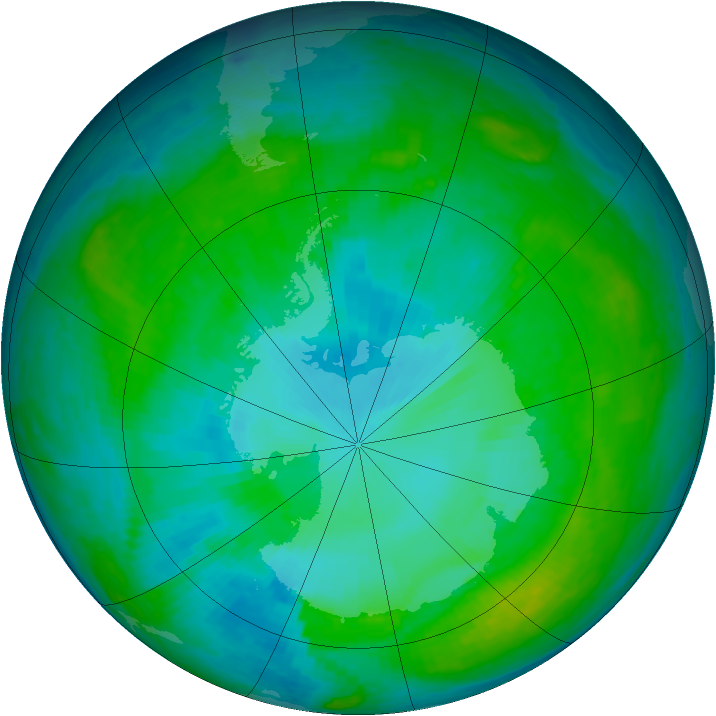 Antarctic ozone map for 13 January 2003